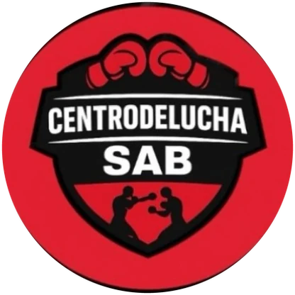 Logo del Centro de Lucha SAB: escudo rojo y negro con dos guantes de boxeo y dos boxeadores